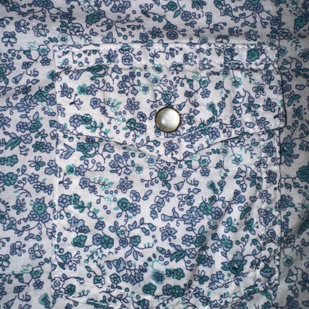 Wrangler Wrancher Womens Blue Floral Western Pearl Snap Short Sleeve Shirt M - Picture 4 of 13